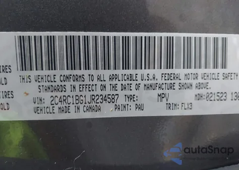 2018 Chrysler Pacifica Touring L z USA, uszkodzony, nr VIN 2C4RC1BG1JR234587